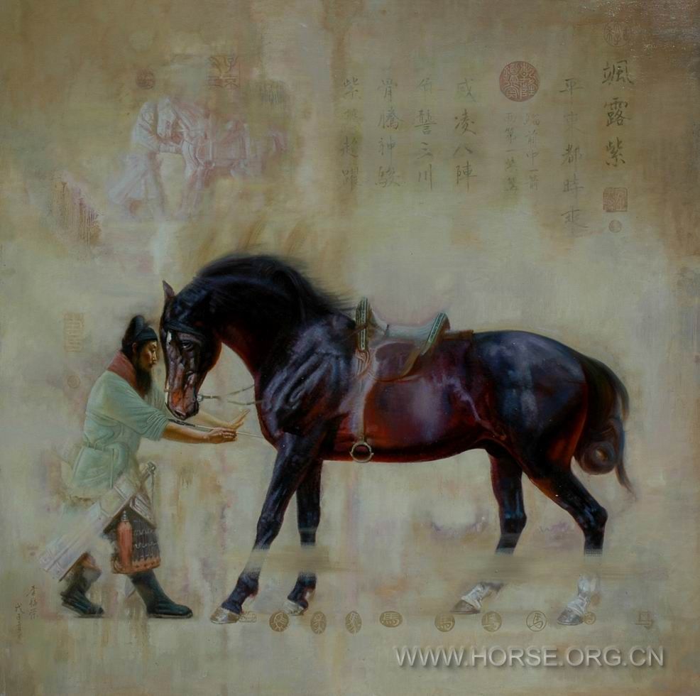 油画《马魂。唐太宗六骏之飒露紫。变体》150X150CM。2008。6。DSC_8464