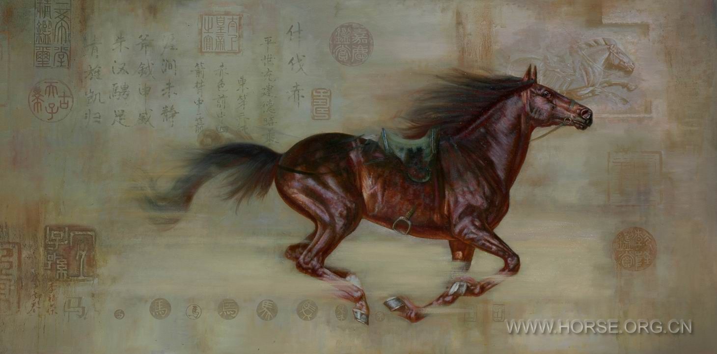 油画《马魂。唐太宗六骏之什伐赤》200X100CM。2008。4。DSC_8472.JPG