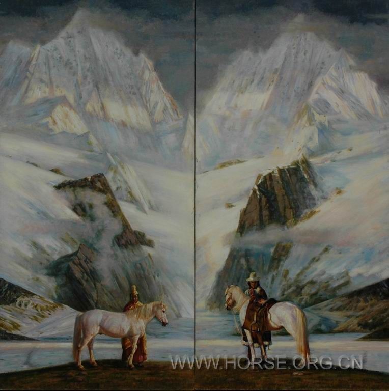 油画《高原行。大雪山》二联画130X65CMX2。2005。DSC_8303.JPG